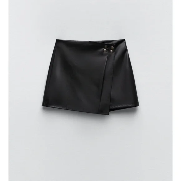 Zara Skirts Zara Faux Leather Skort Poshmark